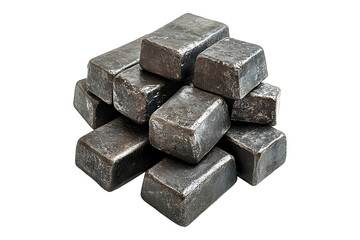 Steel Ingots Isolated on Transparent Background PNG Image.