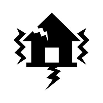 black cracked house earthquake damage clip art preview