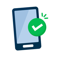 Pop check mark and smartphone icon. Vector.