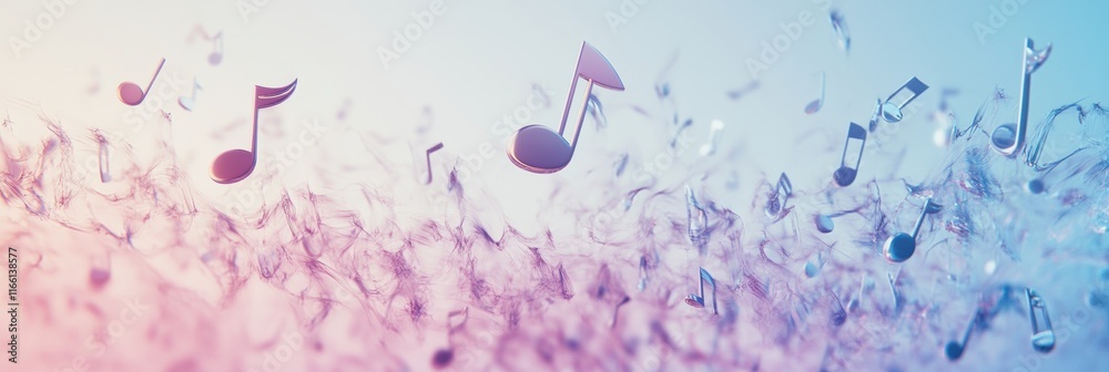 Aufkleber colorful 3d music notes floating above a vibrant background in a creative digital artwork. generativ