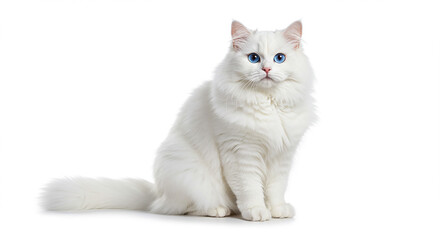 Obraz premium Adorable White Longhair Cat with Blue Eyes Fluffy Pet Portrait