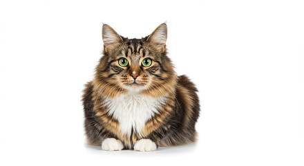 Fototapeta premium Adorable Longhair Cat Fluffy Pet Green Eyes Studio Shot