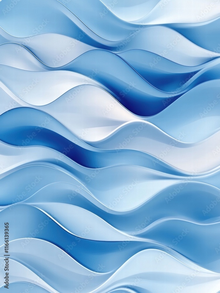 Leinwandbilder Seamless wave like pattern in shades of blue creating a tranquil and serene visual effect in abstract design. Generative AI