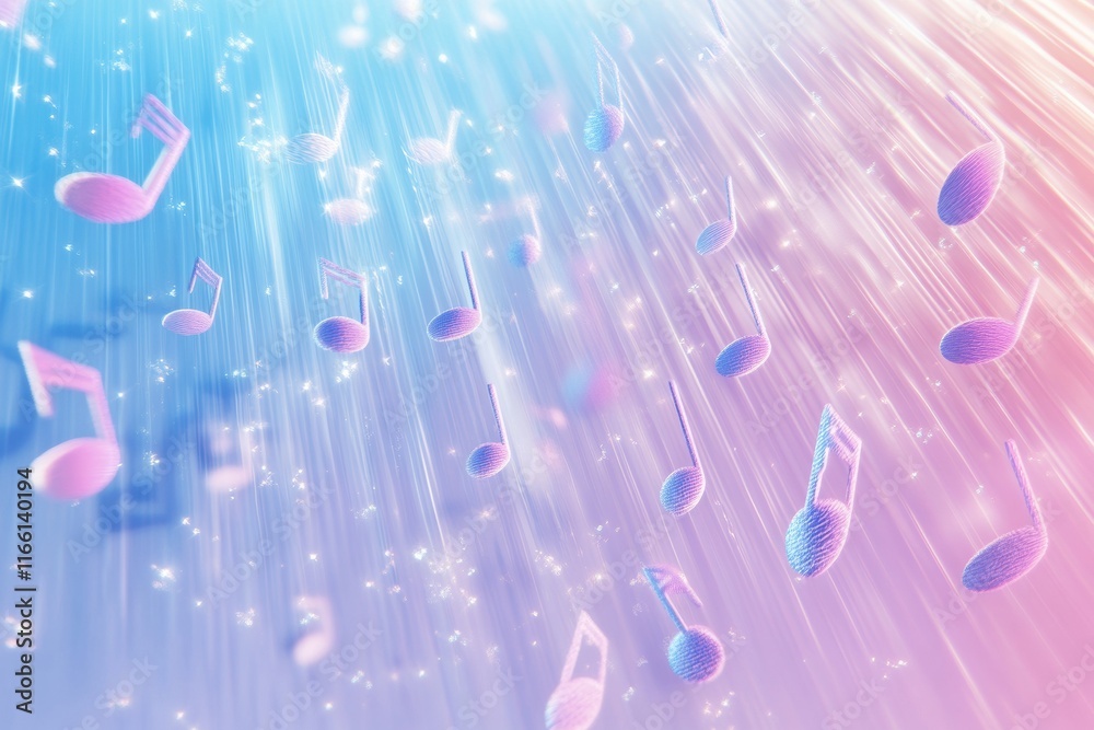 Leinwandbilder Design of vibrant 3D music notes cascading through a colorful gradient background. Generative AI