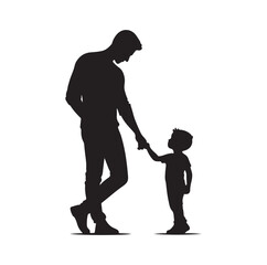 Father and son silhouette vector illustration