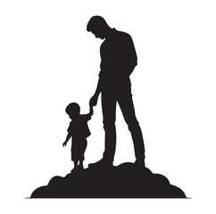 Father and son silhouette vector illustration