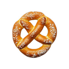 freshly baked pretzel. showcasing its golden-brown. twisted shape and sprinkled with coarse salt the pretzel is placed on a light. textured background. emphasizing its appetizing appearance ideal for