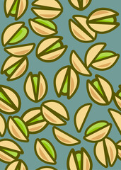 Seamless pattern with grey background and pistachios.