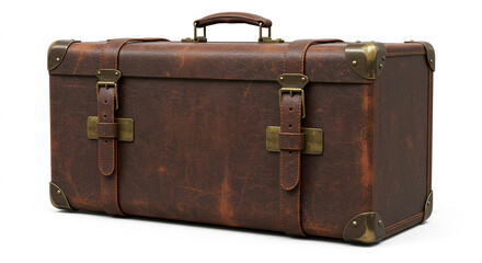 Vintage Brown Leather Suitcase Travel Bag Retro Luggage Antique Trunk