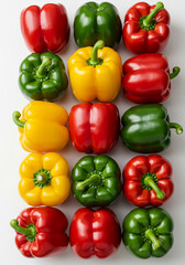 Colorful Bell Peppers Red Yellow Green Fresh Produce Food Photography