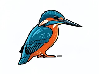 Obraz premium Colorful kingfisher perched gracefully on a branch against a bright background in a wildlife setting