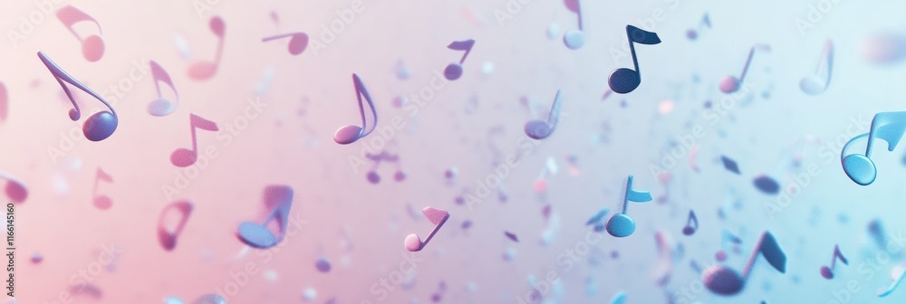 Aufkleber colorful 3d music notes floating in an artistic atmosphere, creating a vibrant and dynamic musical b