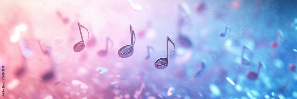 Fototapete 3d music notes floating in colorful background filled with vibrant hues and dynamic light effects du