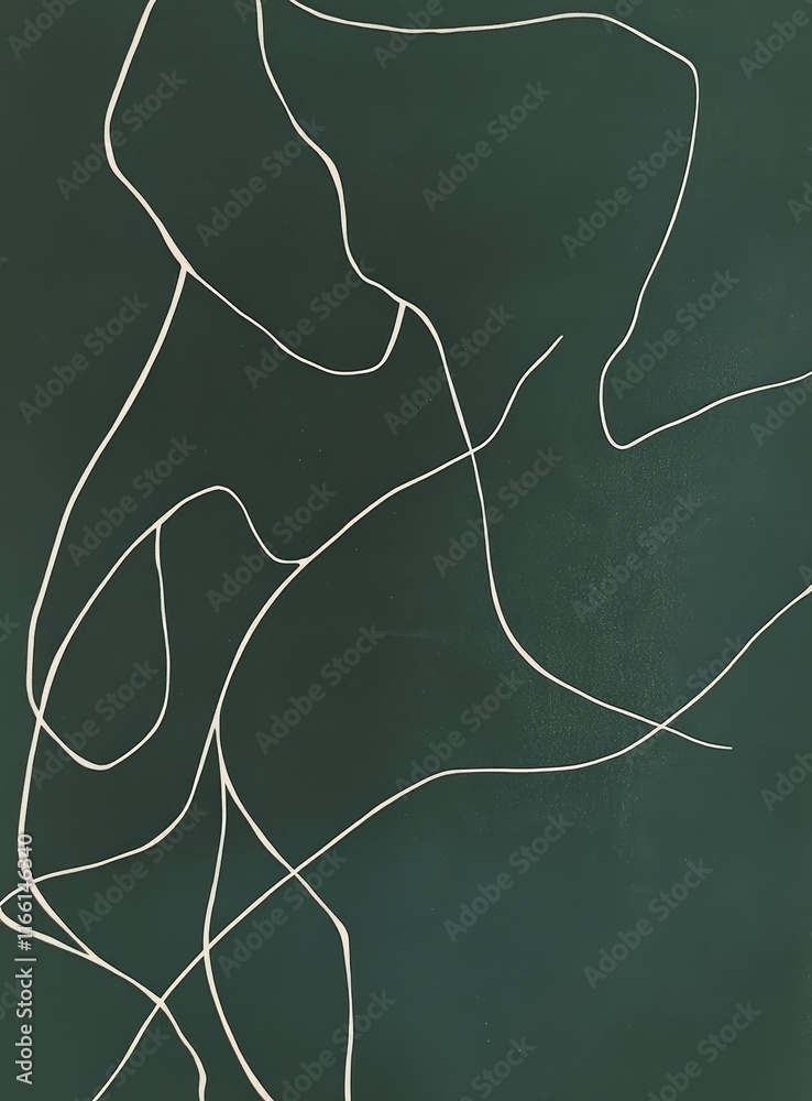 Poster abstract lines create a dynamic expression on a deep green background in a modern art style, offerin