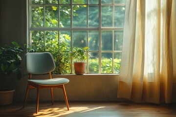 Soft Light by Window in Simple Home Interior