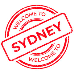 Welcome to Sydney, Grunge rubber stamp from Australia, vintage travel stamp on transparent background, vector illustration