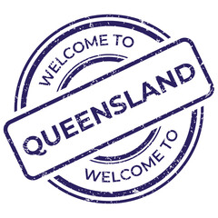 Welcome to Queensland, Grunge rubber stamp from Australia, vintage travel stamp on transparent background, vector illustration
