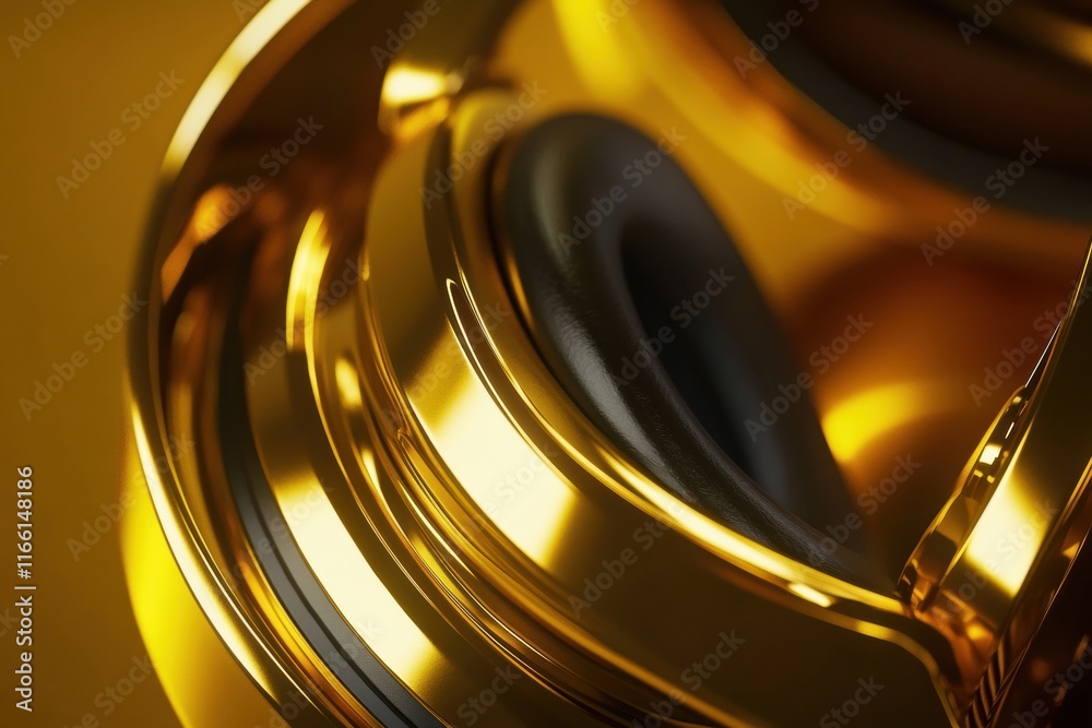 Aufkleber close up view of golden headphones highlighting intricate design and glossy finish in vibrant settin