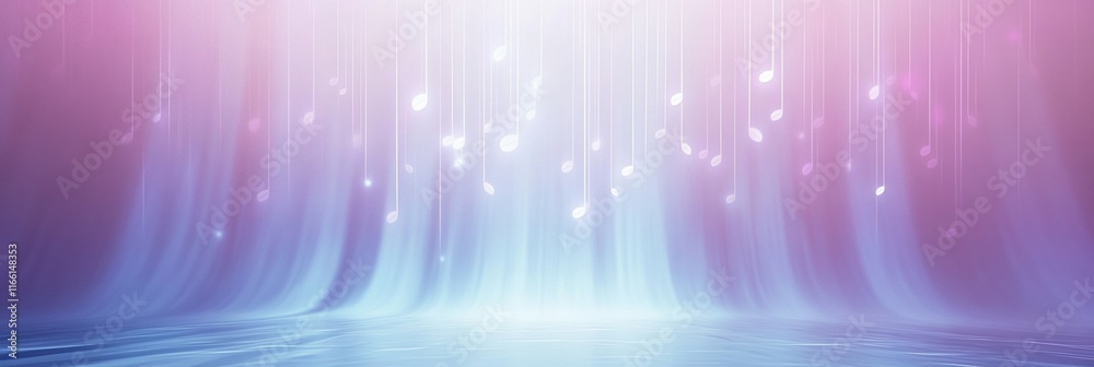 Aufkleber Colorful 3D music notes cascading in a vibrant abstract setting with soft lighting effects and a calm atmosphere. Generative AI