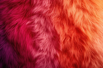 Fototapeta premium Vibrant gradient fur texture, showcasing a spectrum of red, pink, and purple hues.