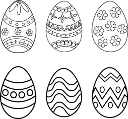 Easter egg coloring pages. Game for kids. Outline vector illustration isolated on white background.