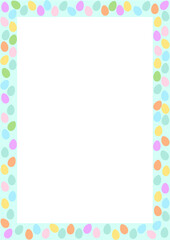 Easter frame with colorful eggs. Vector illustration isolated on white background.