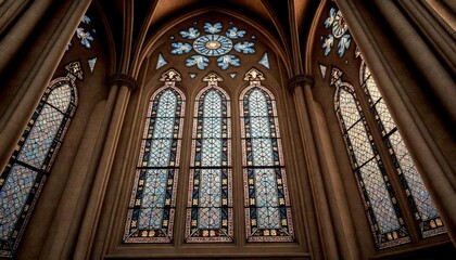 Obraz premium Restored Stained Glass Windows of Notre Dame