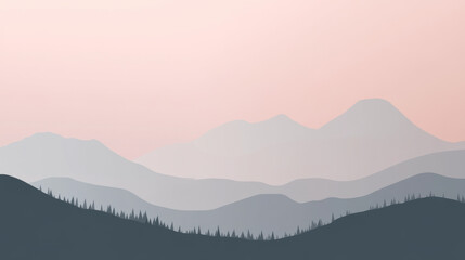 Obraz premium Mountain silhouette against a soft pastel sky at dusk