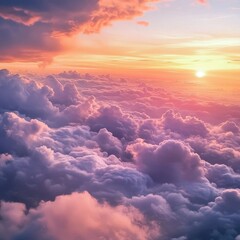 Beautiful Sunset Over Soft Clouds in the Sky Creates a Serene and Tranquil Atmosphere During Twilight Hours in Nature