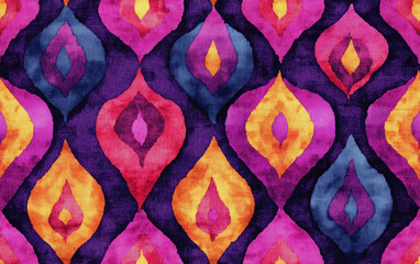 Seamless colorful ikat motif fabric pattern