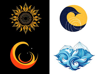 Obraz premium a collage image with four different designs, two with a white background and two with a black background 