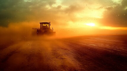 Fototapeta premium Tractor spraying pesticides on soy field with sprayer at spring