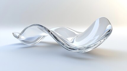 3d render, abstract glass wavy shape isolated on white background. Modern minimal wallpaper