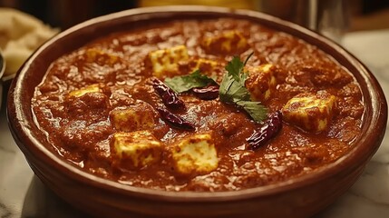Paneer Butter Masala, a creamy Indian curry.