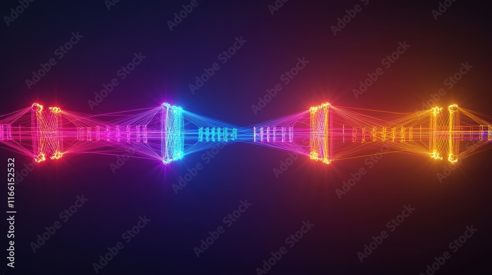 Aufkleber colorful abstract sound wave visualization in 3d format with vibrant lighting effects and dynamic mo