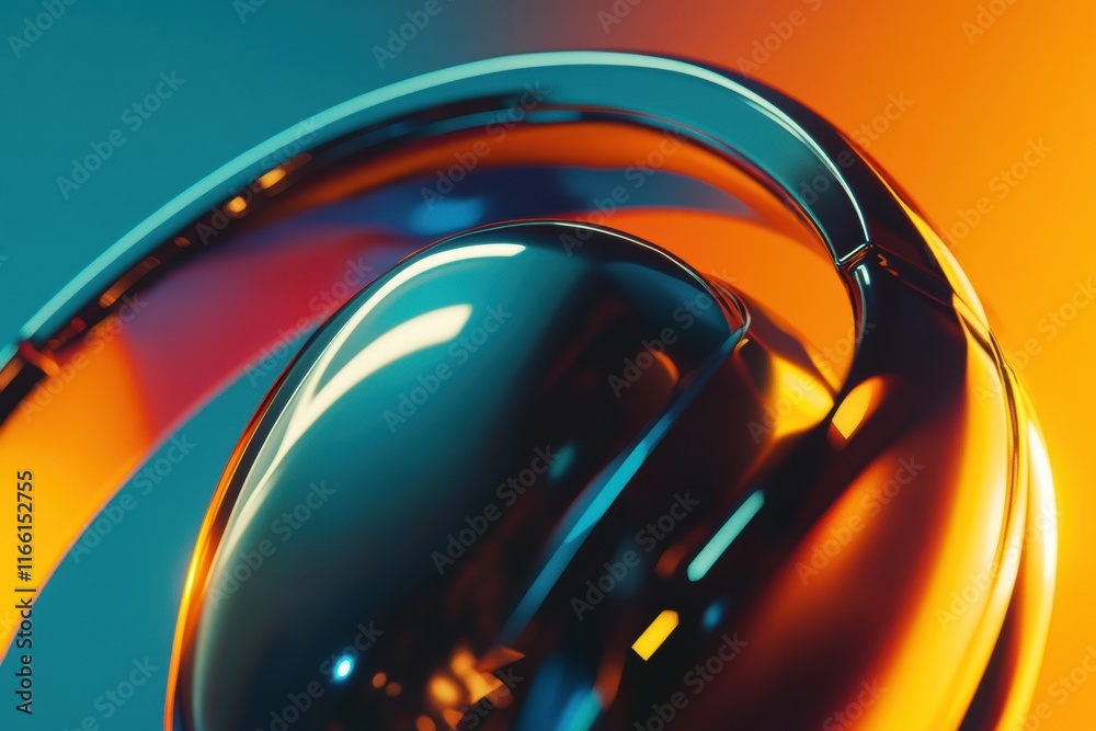 Poster close up view of stylish headphones showcasing vibrant colors and modern design features. generative