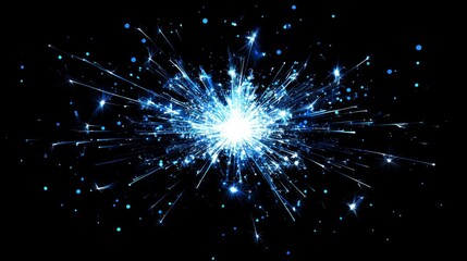 Fototapeta premium Blue glitter particles background effect. Sparkling texture. Star dust sparks in explosion on black background. Vector Illustration
