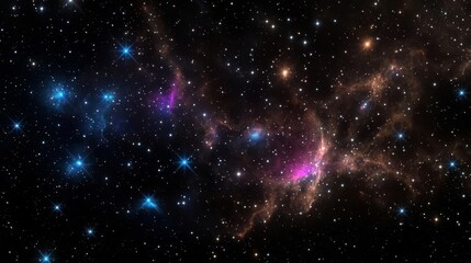 Fototapeta premium Skies nebula stars dimension concept. Vibrant cosmic scene filled with stars and colorful nebulas.