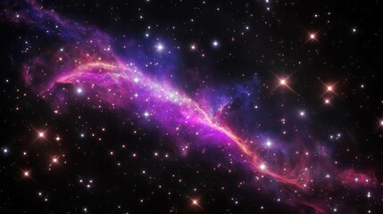 Skies nebula stars dimension concept. Vibrant cosmic nebula with stars against a dark background.