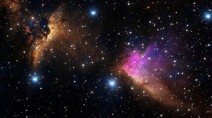 Skies nebula stars dimension concept. Colorful cosmic nebulae surrounded by stars in deep space.