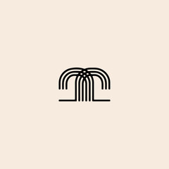 Fountain water logo icon flat vector design.