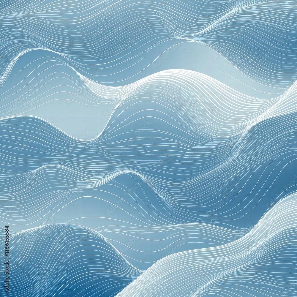 Fototapete Seamless wave like pattern in shades of blue creating a calming and serene visual experience for design and decor. Generative AI