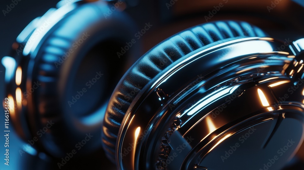 Poster close up view of sleek headphones highlighting modern design and high quality materials in a stylish