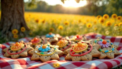 Sun and Flower Shaped Chocolate Chip Cookies