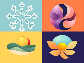 Fototapeta premium four set collage of flowers