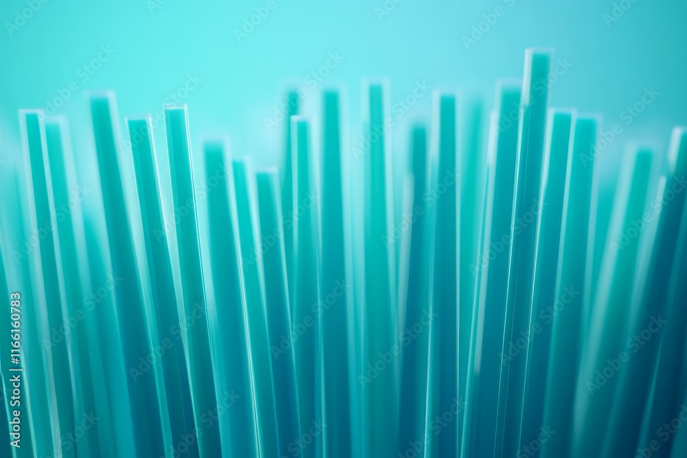 Poster vibrant abstract blue design showcasing tall vertical lines arranged in a dynamic and artistic compo