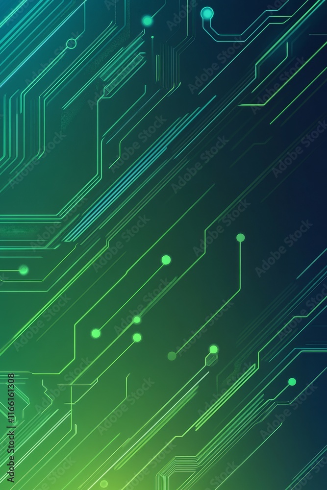 Aufkleber Digital Circuit Board Design With Vibrant Green and Blue Patterns Reflecting Modern Technology and Innovation in a Futuristic Environment
