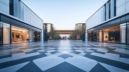 Istanbul minimalist urban plaza with geometric patterns and open layout elegant cityscape