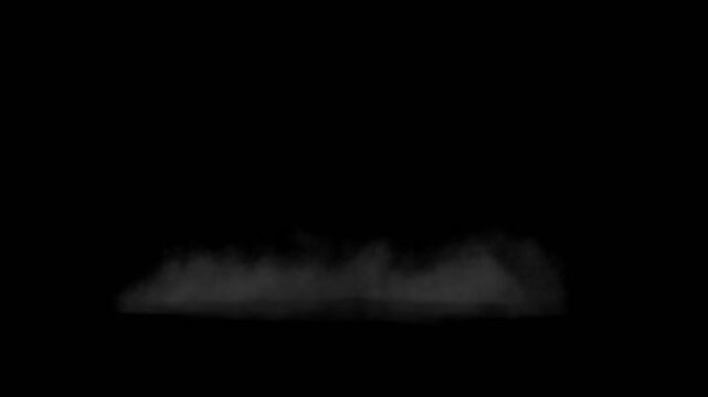 Tank explodes with smoke and dust, Side view 3d rendering with alpha channel of Explosion simulation