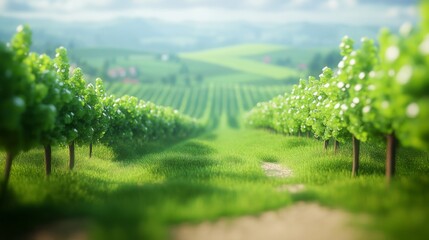 Naklejka premium Scenic Vineyard with Soft Focus and Natural Lighting